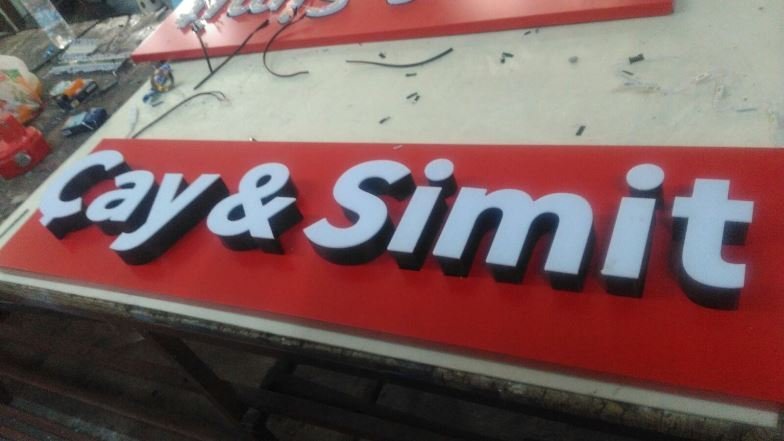 çay simit pleksi kutu harf led ışıklı tabela