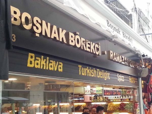 boşnak börekçi gold krom harf ışıklı tabela