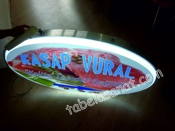 elips ışıklı kasap tabelası