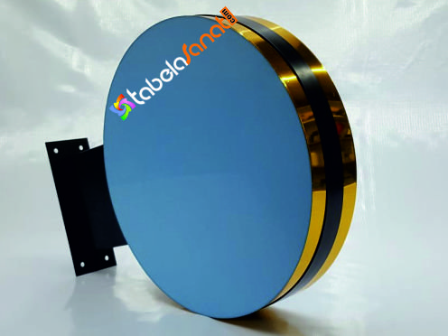 gold krom daire yuvarlak led ışıklı tabela
