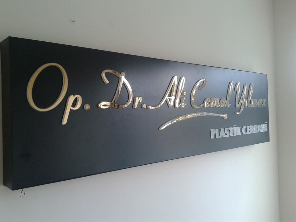 gold krom kutu harf ışıklı tabela