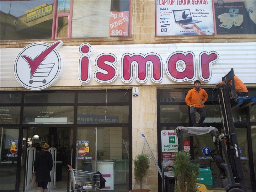ismar market ışıklı tabela imalat montaj