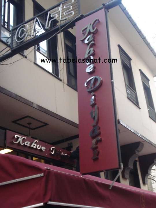 kahve diyarı krom kutu harf tabela