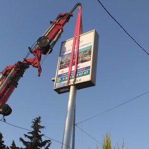 ışıklı vinil totem tabela imalat montaj görselleri